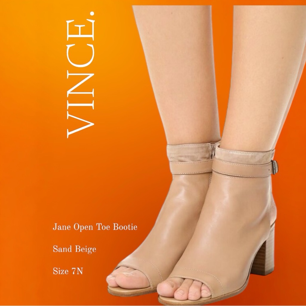 Vince Women's 7 N Jane Peep Toe Bootie In Sand Beige Sz 7 N